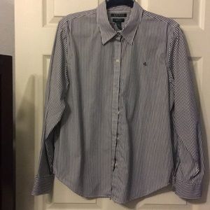 Ralph Lauren no iron shirt XL. Navy/White stripe.